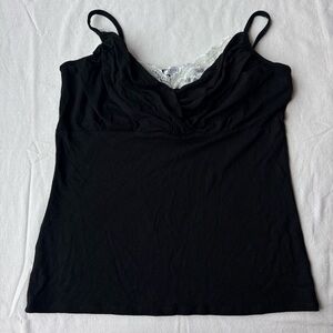 White House Black Market Black Camisole with Lace Detail Y2K